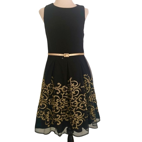 R&K Black Dress with Gold Embroidery - Picture 7 of 15